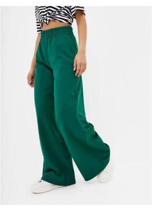 Жіночі штани труби кльош від стегна туреччина котон петля зелений9 фото