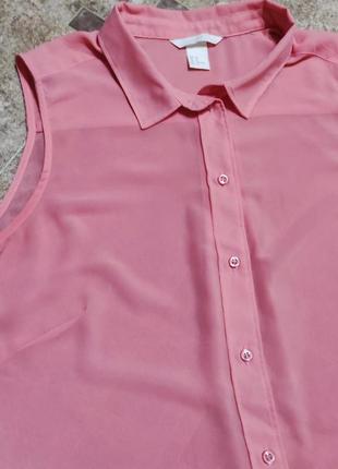 Новая шифоновач розовая блузка л 485 фото