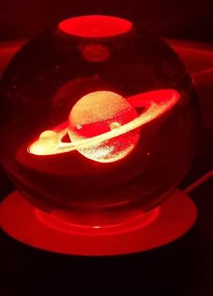 Світильник нічник підсвітка "кришталева куля" сатурн