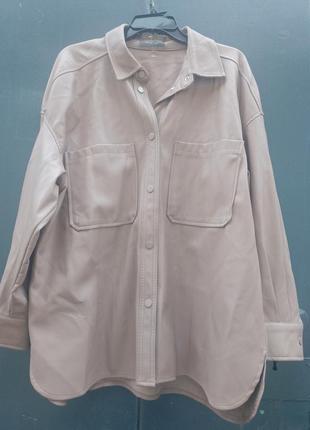 Кожаная рубашка/ тренч р.50-52(18)