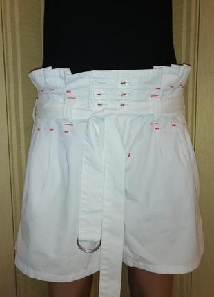 Белые шорты с высокой посадкой на лето cotton