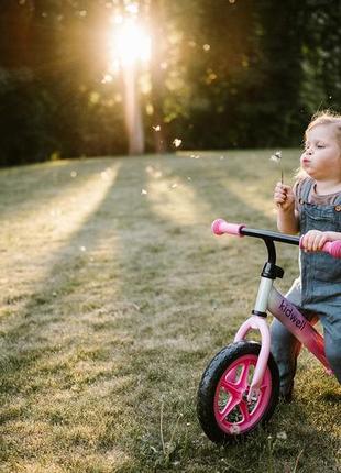 Дитячий біговел - велосипед kidwell rebel для дівчинки 3-4 роки. біговел для дівчинки.  ментолово-рожевий8 фото