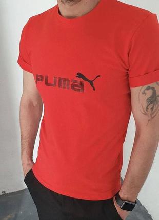 Чоловіча футболка puma бавовняна вільного крою базова стильна пума чорна хакі біла червона6 фото