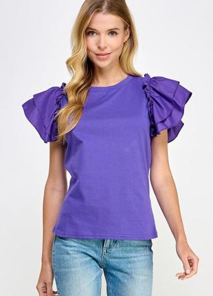 Красива футболка блуза з пишними рукавами воланами