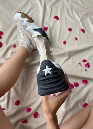 Женские кеды кроссовки ботинки converse run star motion hi ‘ beige / конверс бежевые высокие / женская демисезонная обувь на весну и осень9 фото