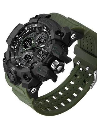 Чоловічий годинник наручний samda 6021 водонепроникний протиударний з підсвічуванням зелений/чорний