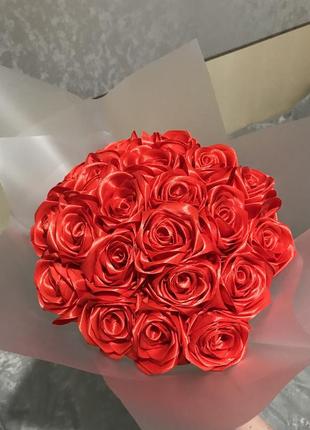 Букет троянд з атласної стрічки/ букет роз/ подарок2 фото