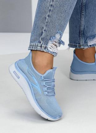 Блакитні жіночі спортивні кросівки тканеві текстильні