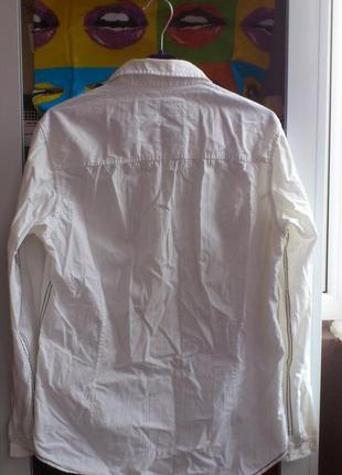 Рубашка мужская белая хлопковая с длинным рукавом сорочка чоловіча біла benzini2 фото