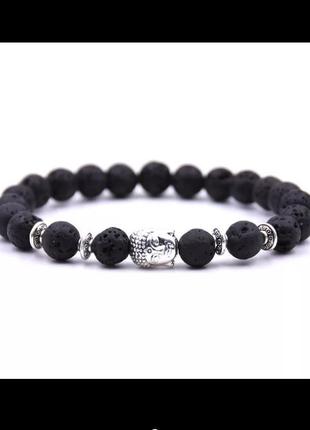 Браслет из натуральной вулканической лавы с буддой модель унисекс