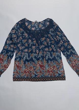 Блуза с содержанием шелка marks & spencer, размер 10 (s-m) линия indigo