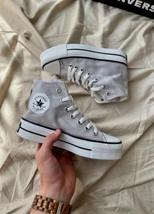 Женские кеды hight x chuck taylor platform grey / высокие конверсы женская демисезонная обувь на весну и осень конверсы серые