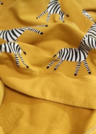Яскравий гірчичний світшот з принтом зебри happy dogs, жёлтый свитшот с анималистичным принтом8 фото
