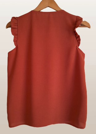 ✅ блузка на ґудзиках майка сорочка рюші оборки теракотова shein5 фото