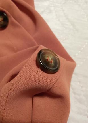 ✅ блузка на ґудзиках майка сорочка рюші оборки теракотова shein4 фото
