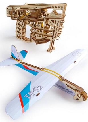 Механический 3d деревянный конструктор ugears «запускатель самолетов» ms8 фото