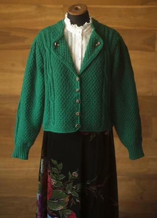 Зеленый шерстяной винтажный женский кардиган sportalm, размер l, xl2 фото