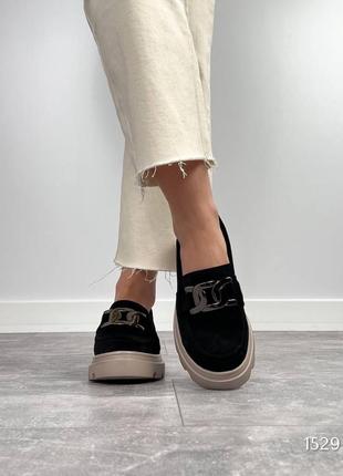 Замшеві жіночі туфлі лофери з натуральної замші4 фото