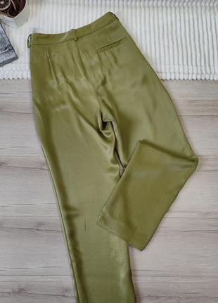 Сатинові оливкові брюки zara p m10 фото