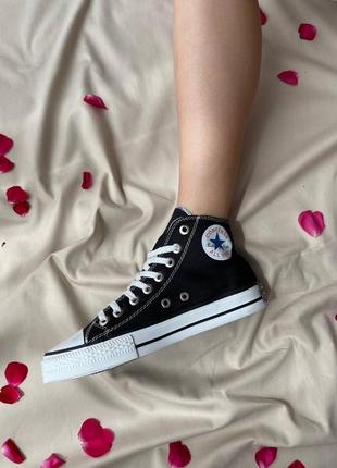 Женские кеды chuck taylor all star hi 'black' 2 / конверс женская демисезонная обувь на весну и осень конверсы5 фото