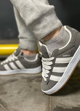 Стильные кроссовки класса люкс adidas campus  grey&white7 фото