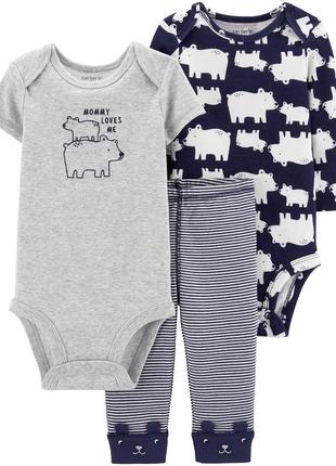 Комплект, набор, костюм тройка {штаны,бодики}3в1 carters картерс