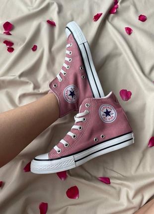 Жіночі кеди високі converse chuck taylor all star hi ‘pink’ / конверс жіноче демісезонне взуття на весну та осінь конверси рожеві6 фото