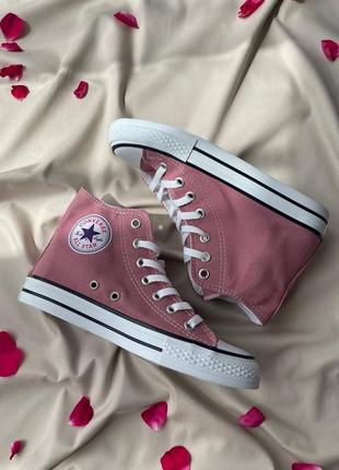 Жіночі кеди високі converse chuck taylor all star hi ‘pink’ / конверс жіноче демісезонне взуття на весну та осінь конверси рожеві9 фото