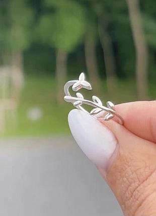 Серебряная кольца серебро 925 проби s925 кольцо колечко листочки