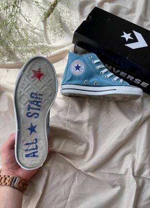 Жіночі кеди високі converse chuck taylor all star hi blue / конверс жіноче демісезонне взуття на весну та осінь конверси голубі8 фото