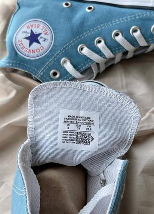 Жіночі кеди високі converse chuck taylor all star hi blue / конверс жіноче демісезонне взуття на весну та осінь конверси голубі9 фото