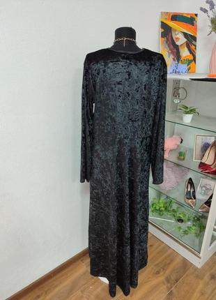 Стильна оксамитова сукня трапеція максі, відрізна батальна5 фото