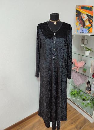 Стильна оксамитова сукня трапеція максі, відрізна батальна3 фото