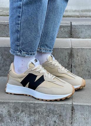 Кроссовки женские new balance 327 ‘beige black logo’