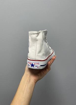 Женские кеды высокие converse chuck taylor all star hi white 3 / конверс женская демисезонная обувь на весну и осень конверсы белые5 фото