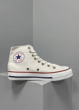 Жіночі кеди високі converse chuck taylor all star hi white 3 / конверс жіноче демісезонне взуття на весну та осінь конверси білі