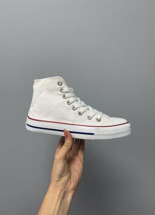 Женские кеды высокие converse chuck taylor all star hi white 3 / конверс женская демисезонная обувь на весну и осень конверсы белые6 фото