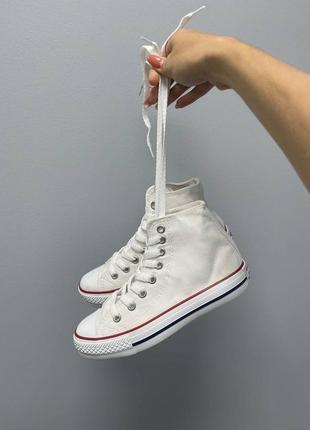 Женские кеды высокие converse chuck taylor all star hi white 3 / конверс женская демисезонная обувь на весну и осень конверсы белые2 фото