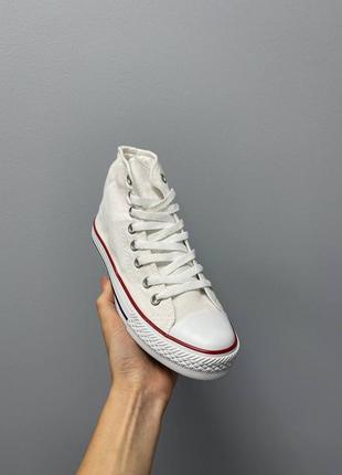 Женские кеды высокие converse chuck taylor all star hi white 3 / конверс женская демисезонная обувь на весну и осень конверсы белые7 фото