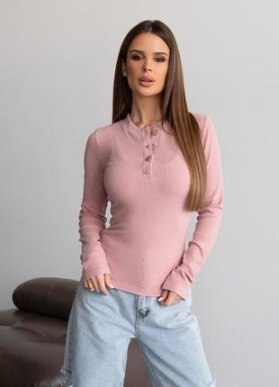 🌺 рожевий фактурний лонгслів на ґудзиках