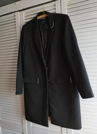 Подовжений класичний чорний піджак пальто2 фото