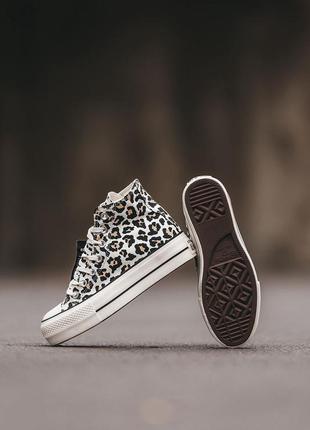 Женские высокие кеды конверс converse ctas lift hi / женская демисезонная обувь с животным принтом на весну и осень конверсы черные3 фото