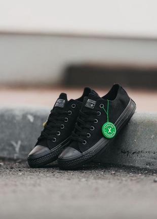 Женские низкие кеды конверс converse black / женская демисезонная обувь на весну и осень конверсы черные1 фото