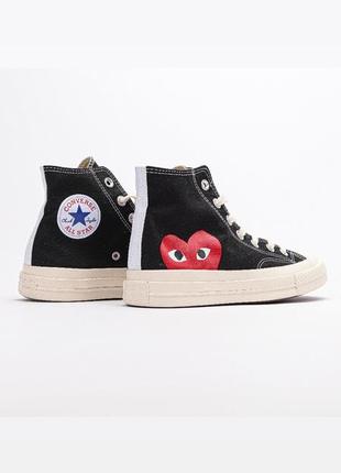 Жіночі високі кеди конверс comme des garcons play x converse / жіноче демісезонне взуття на весну та осінь конверси чорні