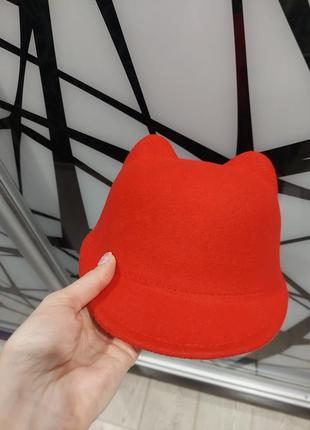 Красная шляпа кошечка с ушками 52-54 размер7 фото
