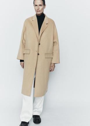 Zara пальто із вовни, шерстяне вовняне пальто3 фото