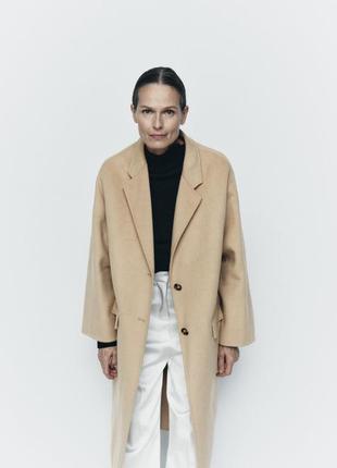 Zara пальто із вовни, шерстяне вовняне пальто2 фото