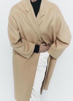 Zara пальто із вовни, шерстяне вовняне пальто7 фото
