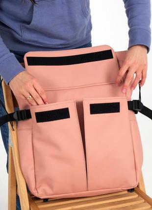 Женский шопер-рюкзак, кросс-боди розовый цвет из экокожи5 фото