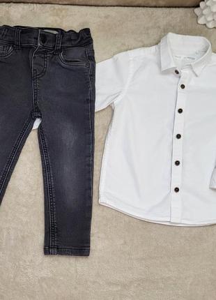 Брюки джинсы/ рубашка для мальчика 18-24 месяцев1 фото